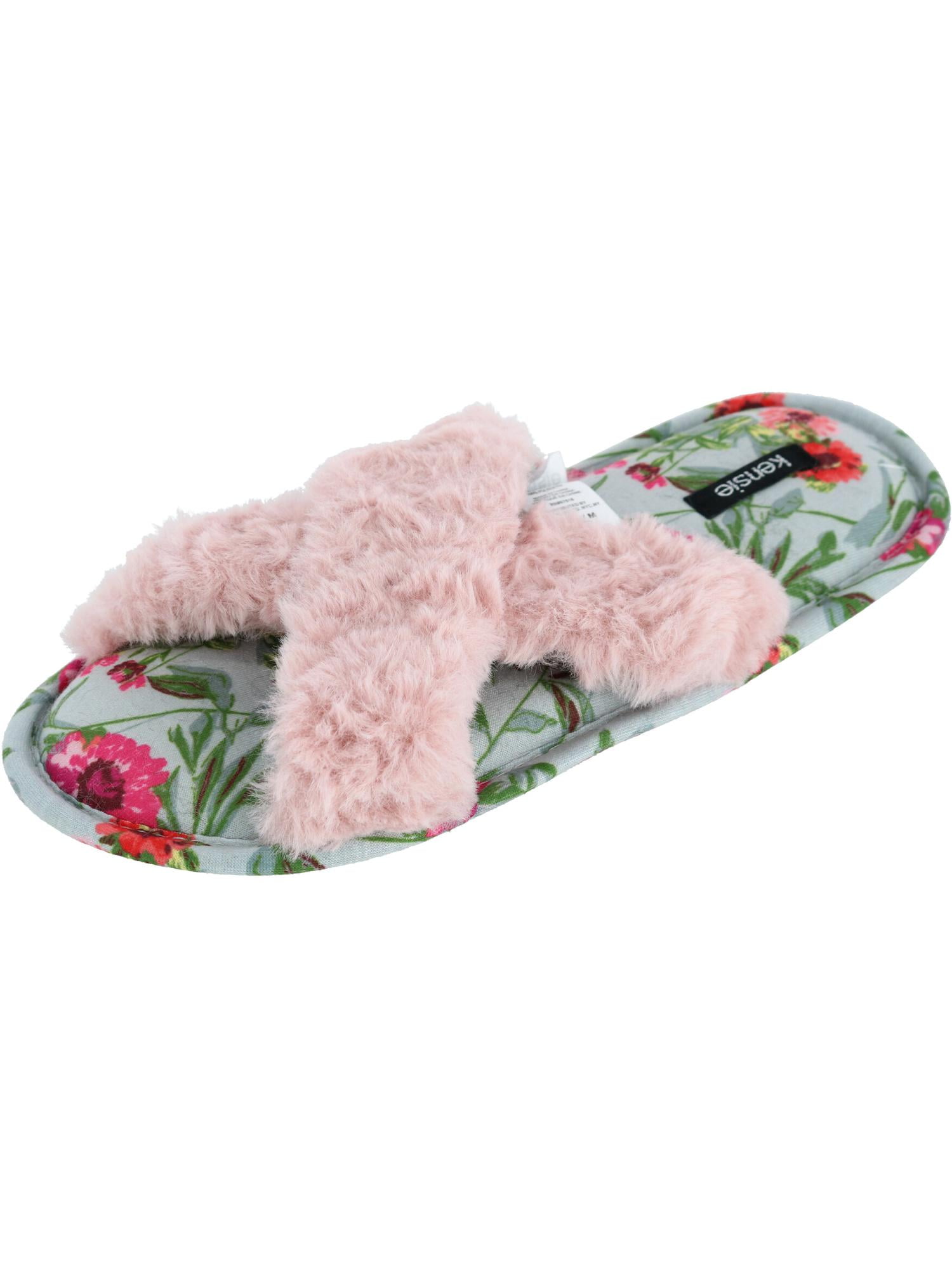 fur criss cross slippers