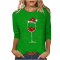 thumbnail image 2 of Wycnly Christmas Shirts Clearance Winter Tee Tops for Women Womens Christmas Shirts Merry Xmas Round Neck Lightweight Ladies Pullover Blouses Casual Snowflake Print Tee Tops Fall 3/4 Sleeve Tops, 2 of 5