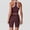 Wine Red, variant on PISONIC Women 2 Piece Retro Contrast Trim Workout Set, Ribbed Racerback Tank Top & High Waist Butt Lifting Biker Shorts with Multi Pockets, Quick Dry Stretch Yoga Cycling Gym Activewear Outfit