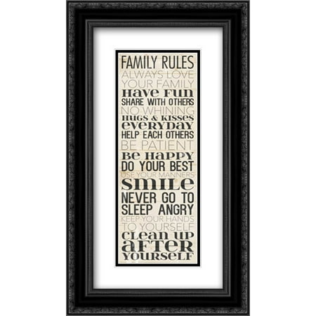 282 Matt - Family Rules Always 2x Matted 14x24 Black Ornate Framed Art Print by Grey, Jace