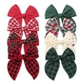 thumbnail image 2 of 8PCS Large Christmas Fable Hair Bows Cotton Linen Red and Black Plaid Hair Bow for Toddlers Girls Handmade Christmas Hair Accessories for Little Girls Kids, 2 of 8
