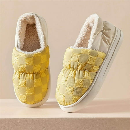 

CoCopeanut Women Winter Shoes Solid Color Indoor Plush Slipper Women Non-Slip Home Shoes Warm Casual Shoes Cotton Furry Slides For Women