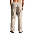 thumbnail image 4 of Men's Linen Pants Lightweight Drawstring Elastic Waist Pockets Loose Fit Straight Legs, 4 of 8