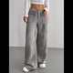thumbnail image 5 of Pantalones Anchos de para Mujer, Rectos, con Botones y Cremallera Frontal, y Bolsillos Gris L, 5 of 10
