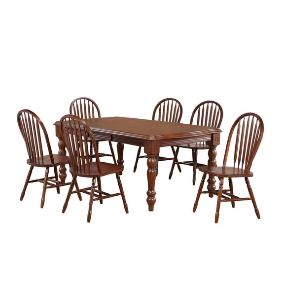 Sunset Trading Andrews 7-Piece 72" Extendable Wood Dining Set in Chestnut
