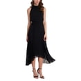 thumbnail image 1 of 1.STATE Womens Pleated Halter Midi Dress, black, L, 1 of 1