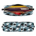thumbnail image 2 of Rateoe Angry Shark Print Leather Pencil Case with Smooth Zipper, Compact Storage for Writing Tools & Art Supplies, 8.26" x 1.96" x 2.16", 2 of 7