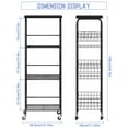 thumbnail image 2 of 4-Tier Round Tube Wire Storage Rack - Matte Black Frame with Wood Top & 5 Utility Hooks, 2 of 6