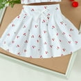 thumbnail image 4 of Junlike Little Girls Outfits Girls Flying Sleeve Love Cherry Printed Sling Bow Pleated Skirt Two-Piece Suit Clothes, 4 of 6