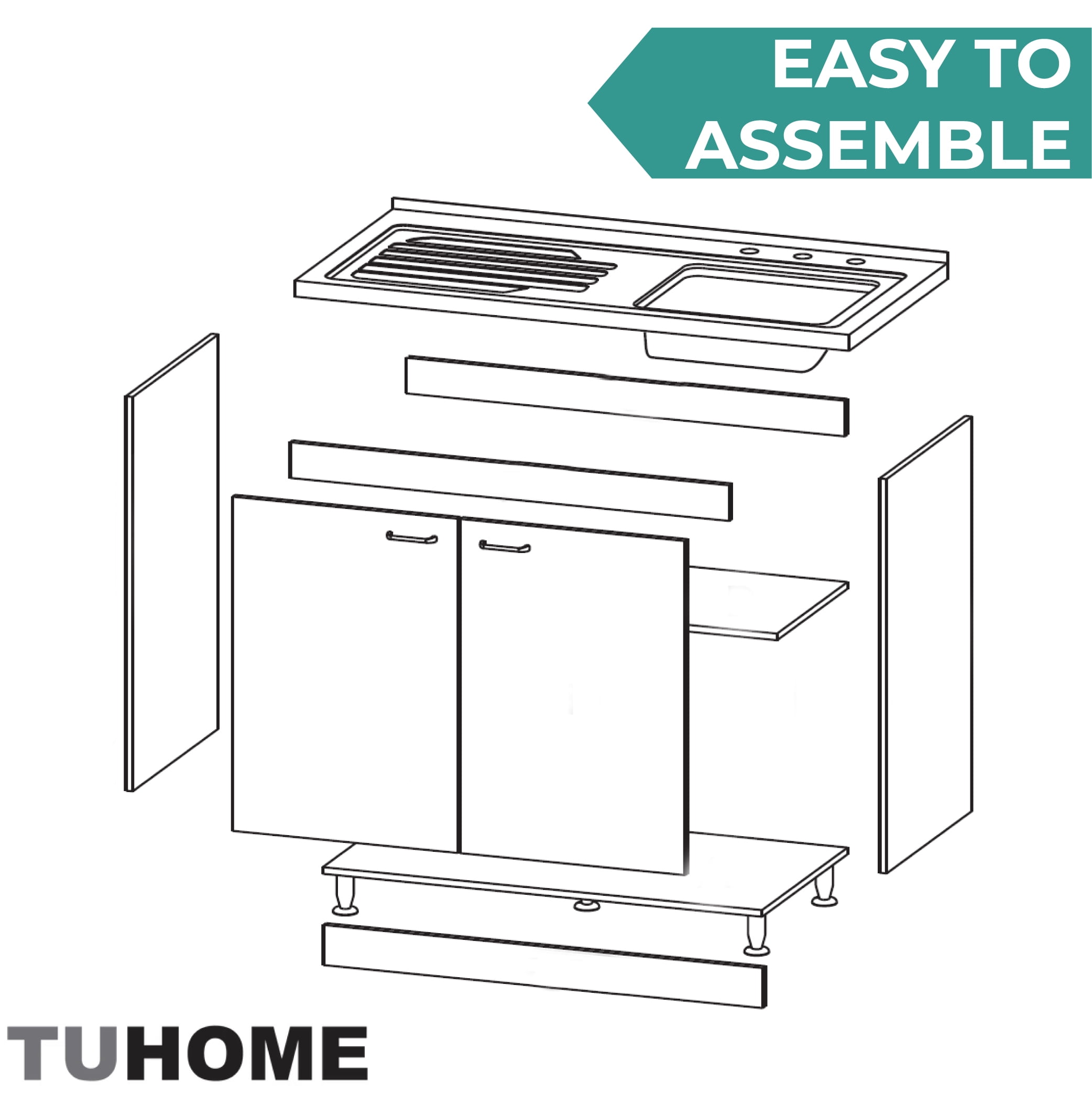 TUHOME Napoles 39" Utility Sink with Cabinet, Stainless Steel Laundry Sink