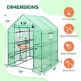 thumbnail image 4 of Walk in 3-Tier Greenhouse with Wire Shelves, Portable Indoor Outdoor Garden with Roll- Zippered Door & Windows, 56x56x77 Inch  Green PE Cover, 4 of 8