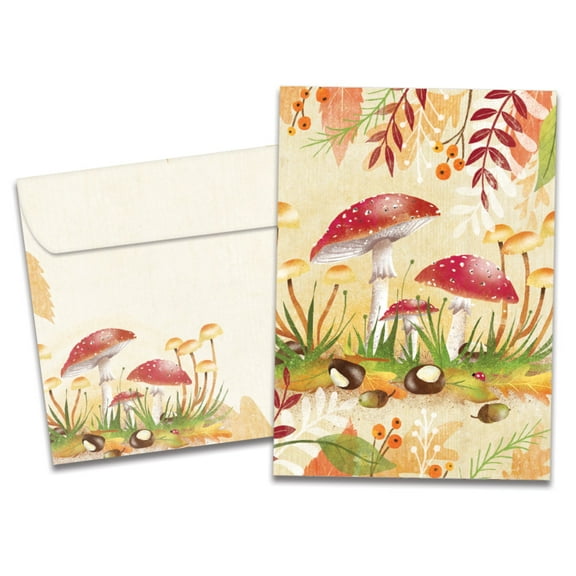 Tree-Free Greetings All Occasion Greeting Card, 100% Recycled Paper, 5x7, Mushroom Forest (GO65209)