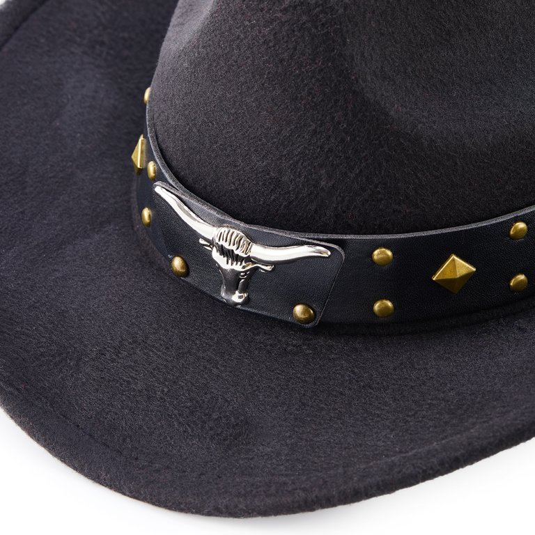 Cowboy Hat for Women Men Rivet Wide Brim Hats Felt Western  display picture 1