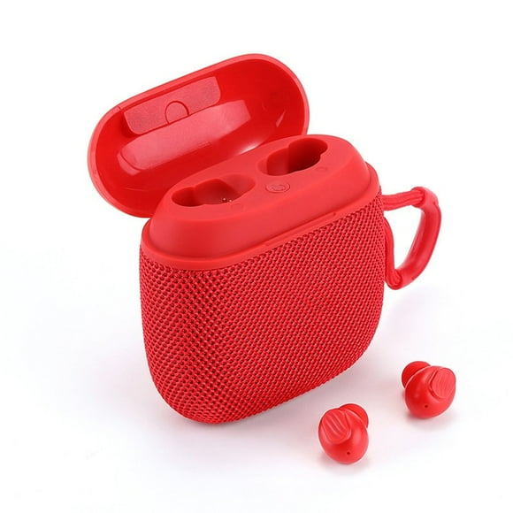 TG809 2 In 1 Portable Wireless Speaker Earbuds Combo Mini Surround Stereo Sound With Earbuds For Home Party Outdoor Travel red