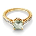 thumbnail image 2 of Gem Stone King 1.70 Ct Green Prasiolite White Created Sapphire 18K Yellow Gold Plated Silver Ring, 2 of 6