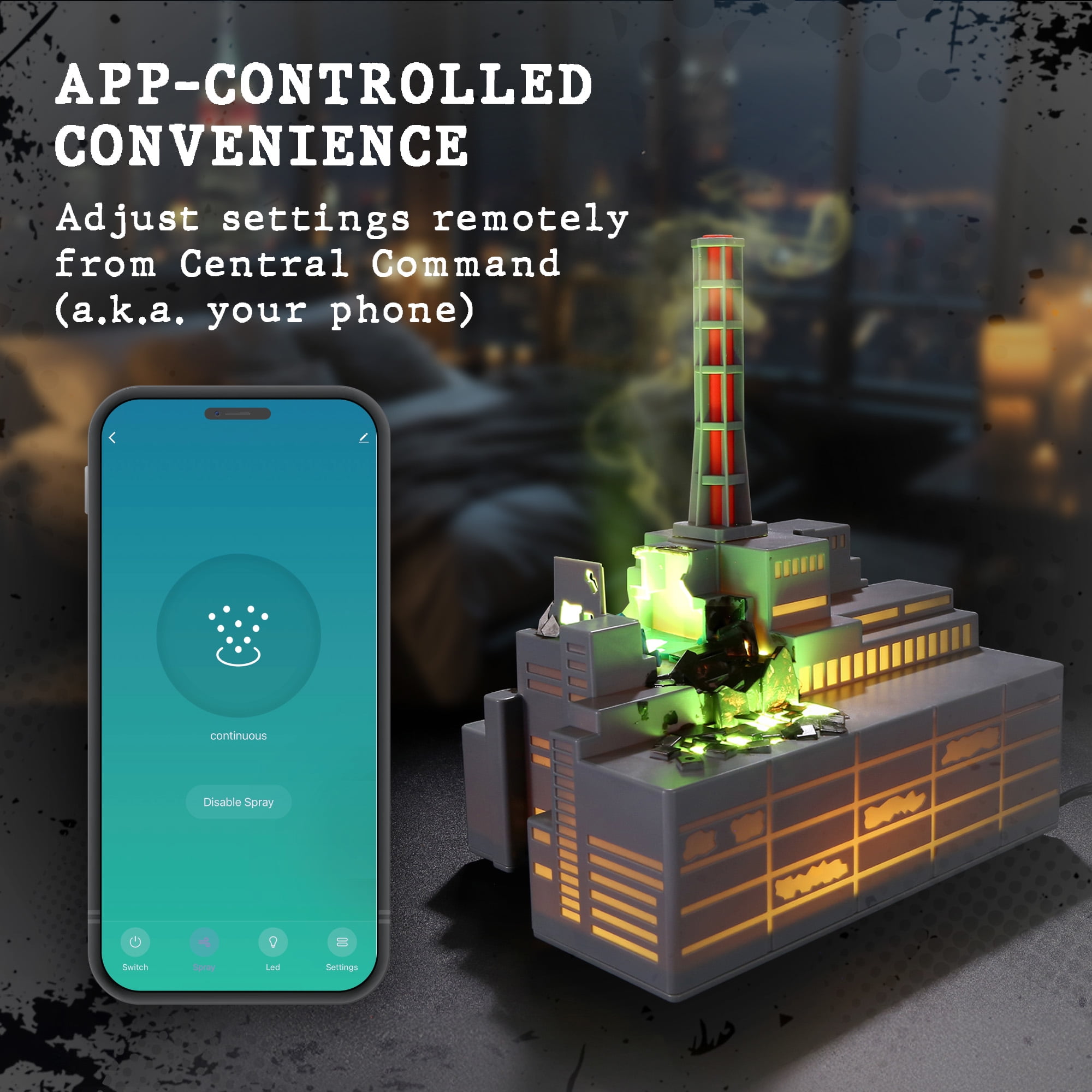HOM Chernobyl Smart Humidifier & Diffuser – Ultrasonic Mist Machine with Aromatherapy, App Control, LED & Auto Shut-Off