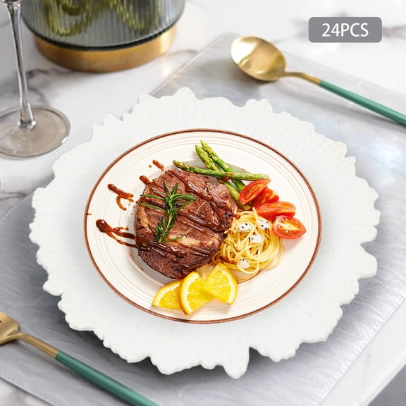 Commercial Charger Plates, 24-Pack Electroplated Set with Stable Base, 12.6in Size, For Restaurants and Family Dinners