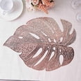 thumbnail image 3 of BalsaCircle 6 Metallic Rose Gold 18" Monstera Tropical Leaf Design Vinyl PLacemats Wedding Party, 3 of 8