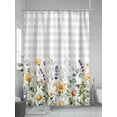 thumbnail image 5 of Fsddascl Yellow Flower Shower Curtain Set - Small 36" x 72" Washable Bathtub Curtain with 12 Hooks, Country Eucalyptus Lavender Daisy Plaid Grey Waterproof Fabric Stall Shower Curtains for Bathroom, 5 of 6
