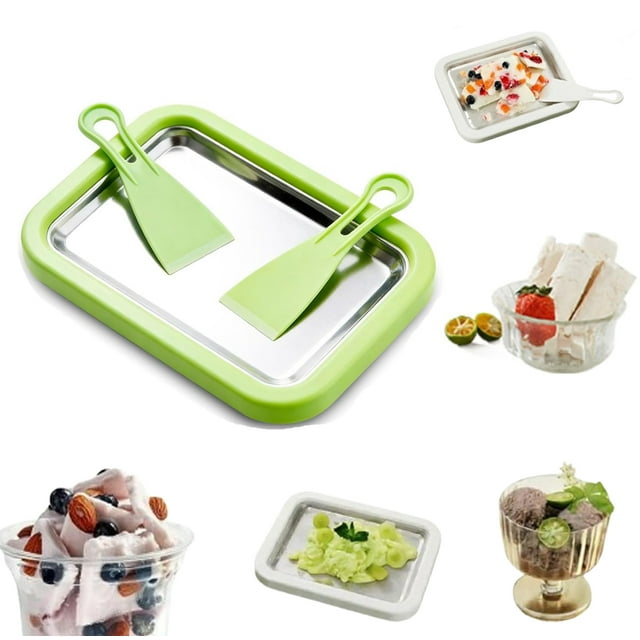 Kit de Machine à Crème Glacée Roulée, Plateau de Crème Glacée Roulée Fait Maison DIY 2026, Machine Instantanée de Fabrication de Rouleaux de Crème Glacée avec 2 Grattoirs pour la Maison, Plateau de Yogourt Glacé, Activité Familiale Amusante