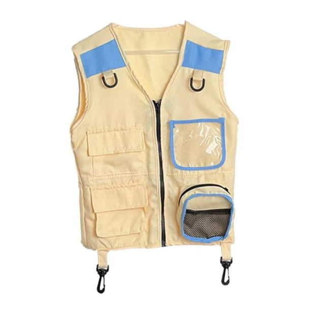 Chaleco de explorador para niños, ideal para actividades al aire libre, senderismo, Halloween, cumpleaños. azul