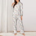 thumbnail image 2 of Fotbe Summer Floral Conjunto de Pijama de Manga Larga para Mujer con Estampado, Ropa de Dormir de 2 Piezas, Conjunto de Casa Suave y Cómodo con Bolsillos-Small, 2 of 7