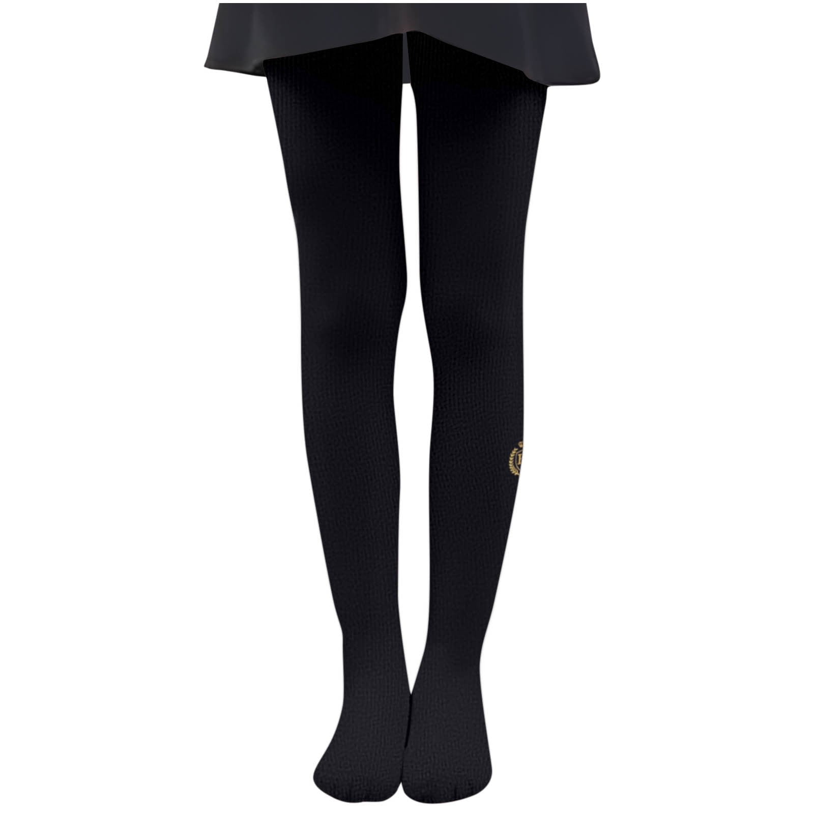 ZQUUVOU Girls Cotton Tights Thin Ribbed Knit Embroidery Footed