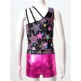 thumbnail image 6 of TTAO Girls Metallic Gymnastics Leotard Sleeveless Unitard with Shorts 2 Piece Dance Sports Outfits Starry Black 6, 6 of 7