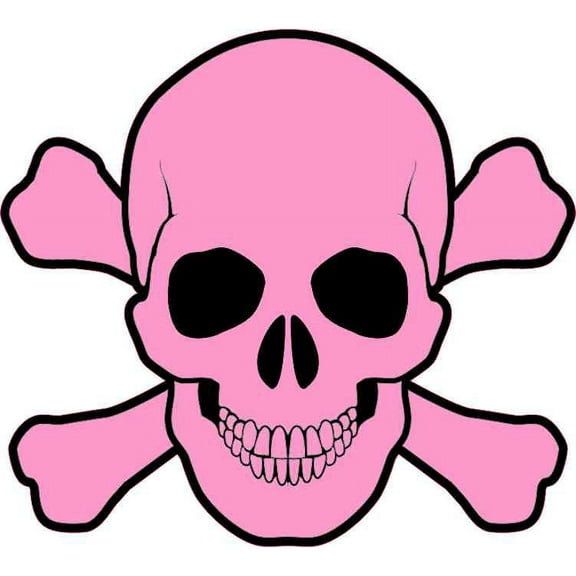 5inX5in Light Pink Skull and Cross Bones Bumper Sticker Vinyl Truck Window