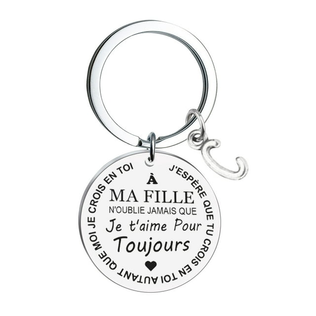 Porte-clés en Acier Inoxydable 26 Lettres 3X3Cm