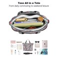 thumbnail image 4 of Tote Bag for Women - Pioneer Flower Shoulder Bag - Large Utility Work Duffle Bag with Zipper Handbag for Travel, Work, Sprots, 4 of 5