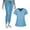 Light Blue #27, variant on WULMLEO Womens Scrub Sets 2 Piece V Neck Petite Scrubs Outfits Stretch Short Sleeve Working Nurse Uniform Shirts and Joggers Medical Casual Drawstring Comfortable Nursing Workwear Light Blue S