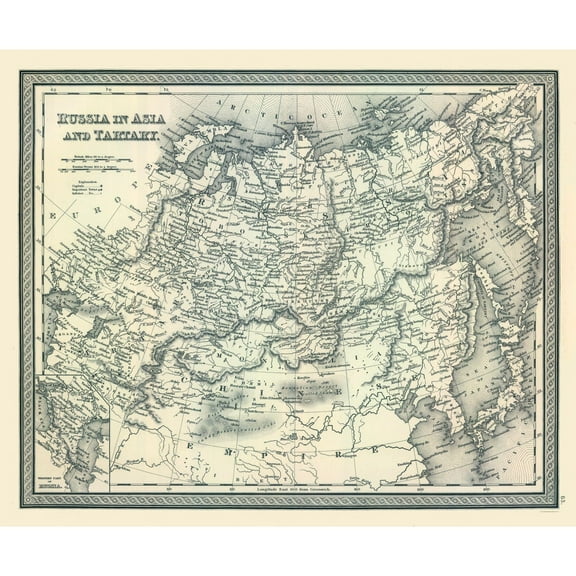 Historic Map - Russia Tartary Asia - Tanner 1836 - 27.76 x 23 - Vintage Wall Art