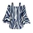 thumbnail image 4 of IROINNID Ladies Long Sleeve T Shirts Ladies Sexy Slash-Neck Strapless Chiffon Strip Knotted Lounge Shirt Top,Navy, 4 of 6