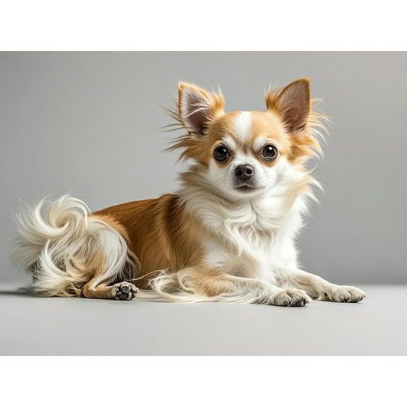 Long Haired Chihuahua Diamond Art 5D Diamond Painting DIY Kits Full Round Drill Beads by Number Stitch Handmade Arts and Crafts for Living Room Bedroom Home Wall Decor 12x16 inch / 30x40cm