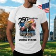 thumbnail image 2 of Leey-World Usa 250th Anniversary T Shirt Mens American Flag T Shirt Crewneck Pullover Short Sleeve Patriotic Tops(White,2XL), 2 of 8