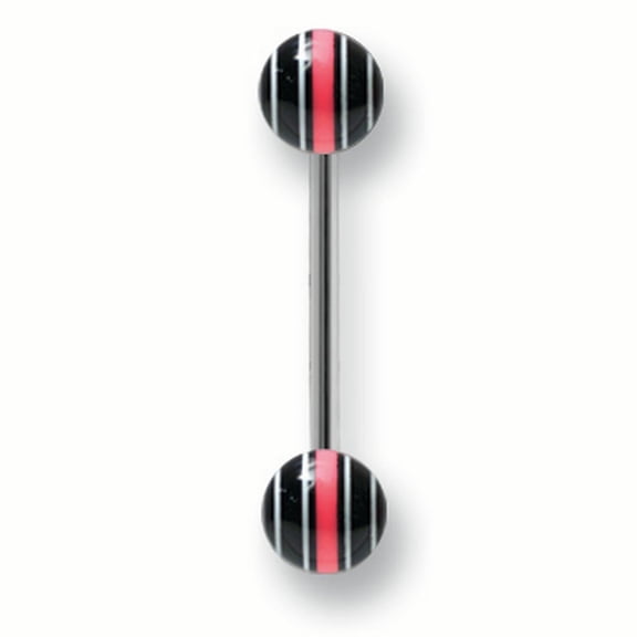 Stainless Stl Straight BB w Acrylic Neon Layered Balls 14G (1.6mm) 5/8