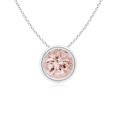 thumbnail image 1 of Angara Collier en Morganite Naturel - Pendentif Solitaire Rond en Morganite avec Lunette en Platine pour Femmes, 1 of 8