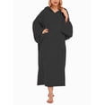thumbnail image 1 of Kmbangi Women Velvet Sleeping Robe, Long Sleeve Hooded Neck Kangaroo Pockets Solid Color Nightwear, 1 of 3