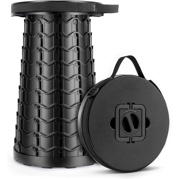 Portable Heavy Duty Collapsible Stool - Wide Seat, Extra Tall & Height Adjustable Stool - Retractable Folding Chair for Camping, Fishing, Hunting & Outdoor
