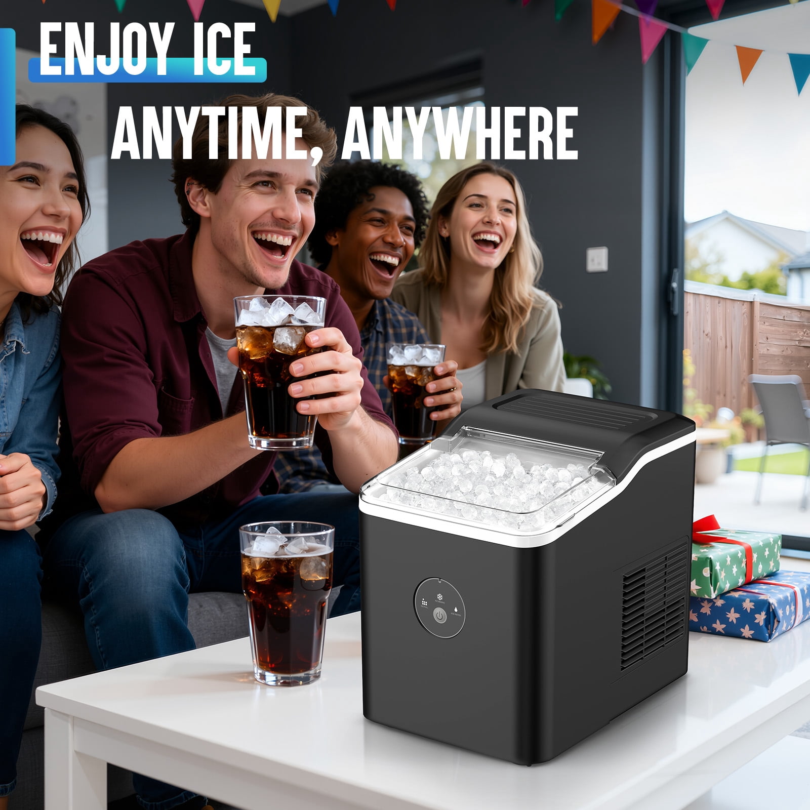 INOVIVA Countertop Nugget Ice Maker, Makes 27 LBS Per Day in 6 Mins, Self-Cleaning Stainless Steel Portable Machine for Home, Office & Parties