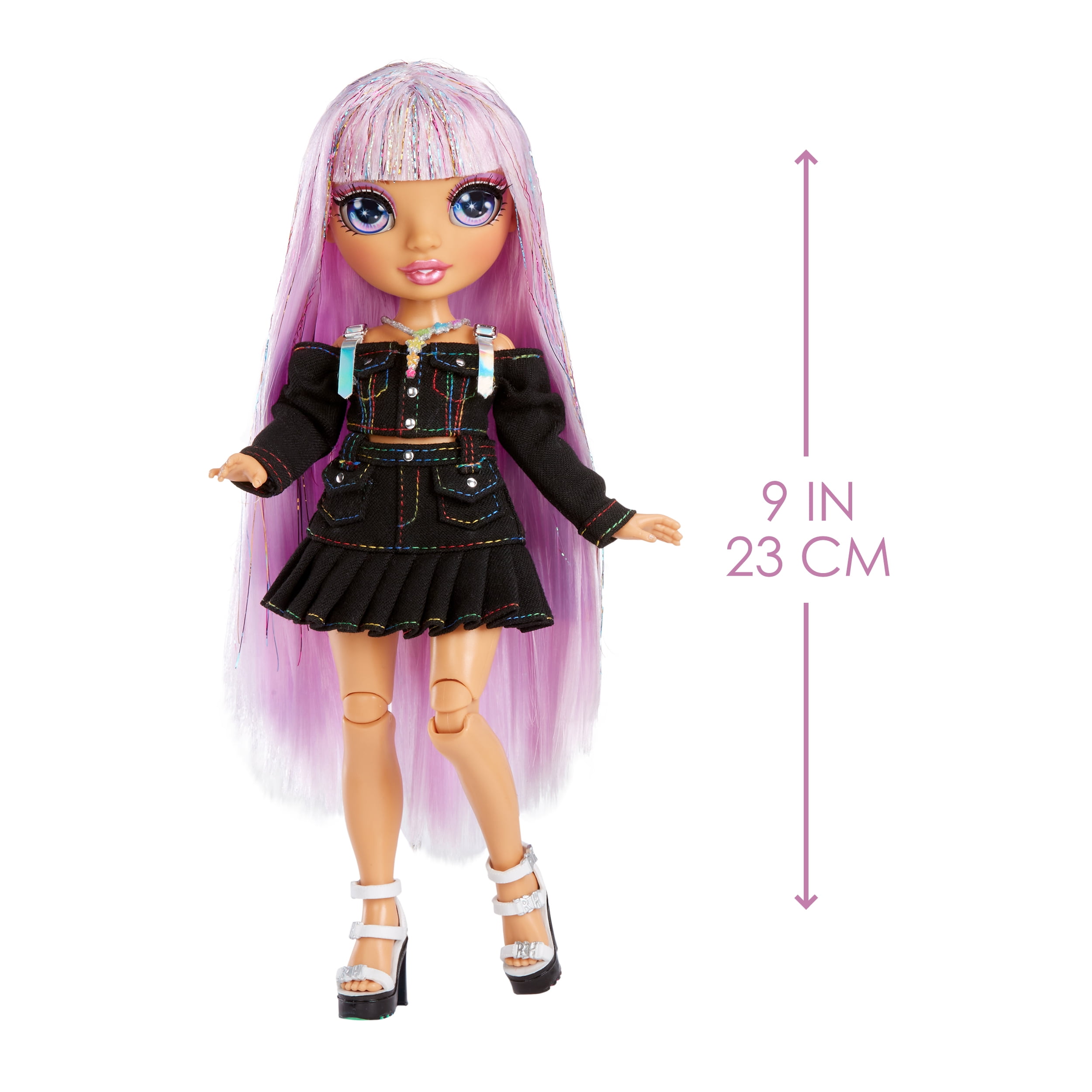 Rainbow Junior High Special Edition Avery Styles- 9" Rainbow Shimmer Hair Posable Fashion Doll with Accessories and Open/Close Soft Backpack. Great Toy Gift for Kids Ages 4-12.