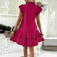 thumbnail image 4 of ITSAME Women's Plus Size Flowy Dress, Flutter Sleeve Lace Up Neck Fashion Summer Ruffles Tiered Dresses Hot Pink L, 4 of 8