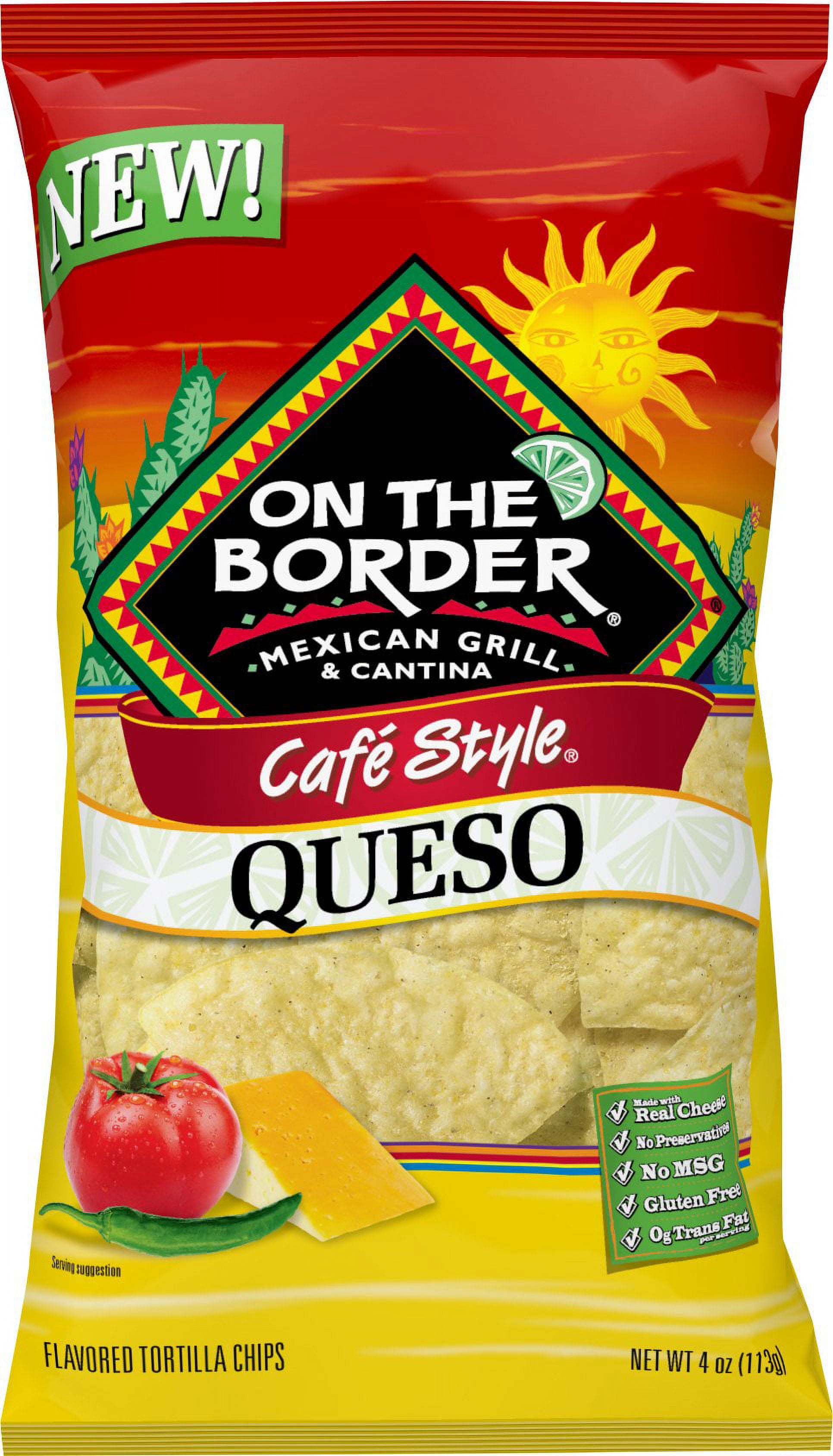 On The Border® Café Style® Queso Flavored Tortilla Chips 4 oz. Bag