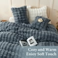 thumbnail image 3 of BLEUM CADE Fluffy Comforter Set Queen Size,Faux Fur Luxury Fuzzy Bedding Sets Gray,Shaggy Plush Duvet Cover Set with 2 Pillowcases, 3 of 11