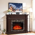 thumbnail image 3 of 45''W Electric Fireplace with Mantel, Freestanding Fireplace Heater with Remote Control & Adjustable Flame, Fireplace TV Stand for 42'' TV, Electric Fireplace Heater for Living Room Bedroom, Cherry, 3 of 11