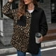 thumbnail image 4 of Abrigo tipo cárdigan informal de manga larga con estampado de leopardo y bolsillo para mujer a la moda Fridja  po3283, 4 of 5