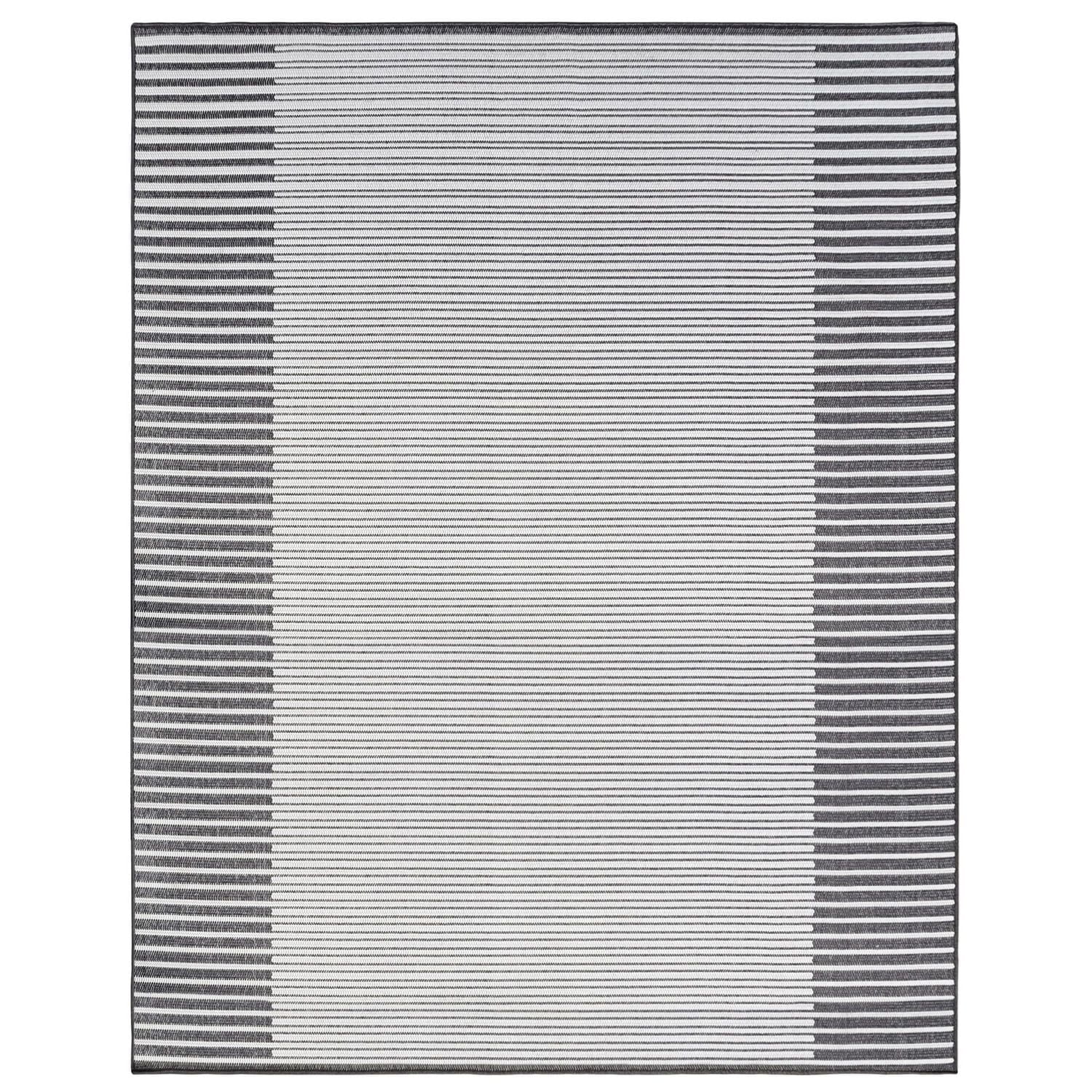 7 ft. 6-inch x 9ft. 6-inch Eden Grey Stripe Indoor Outdoor Patio Rug, 8ft x 10ft