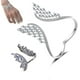 thumbnail image 1 of Conjunto de joyería de plumas ajustables con circonitas | Conjunto de regalo de anillo y pulsera para mujer | Símbolo de protección y valentía | Para uso diario, 1 of 4