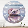 thumbnail image 2 of Designart "Seaside Reflections Beige Clam art painting" Animals Oversized Wall Clock, 2 of 5